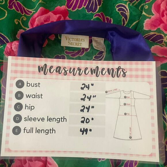 VTG Victoria's Secret Gold Label Robe M/L Floral Belted Green Pink Purple - Picture 16 of 16